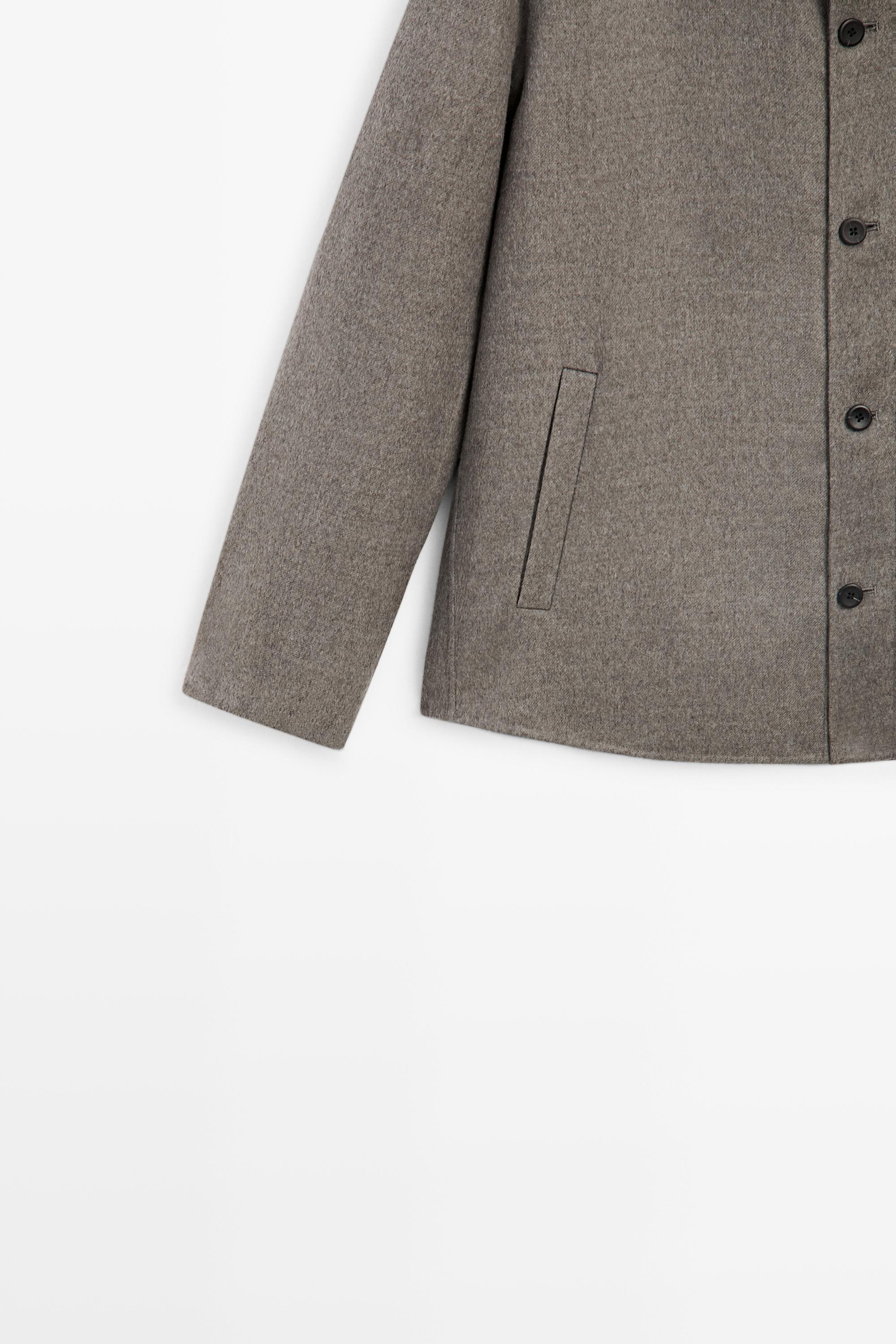 Wool blend overshirt with button detail